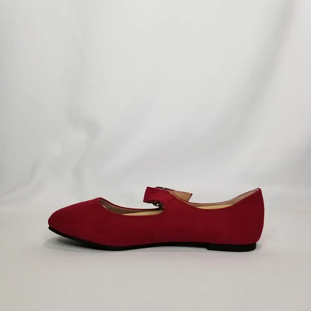 SUN + STONE Youth Girls  Mary Jane Flats Size 5 Red NWT
